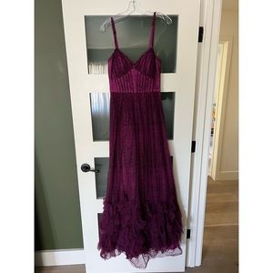 Marchesa Notte polka dot tulle textured gown - fuchsia size 4